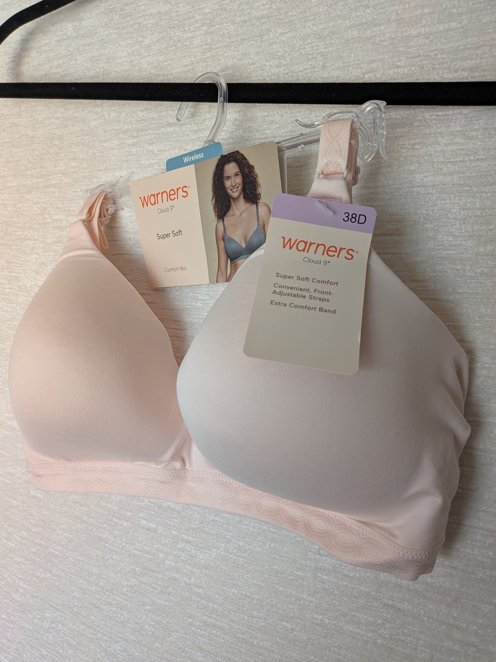 Warner's Cloud 9 Super Soft Wireless Bra - Light Pink (38D)